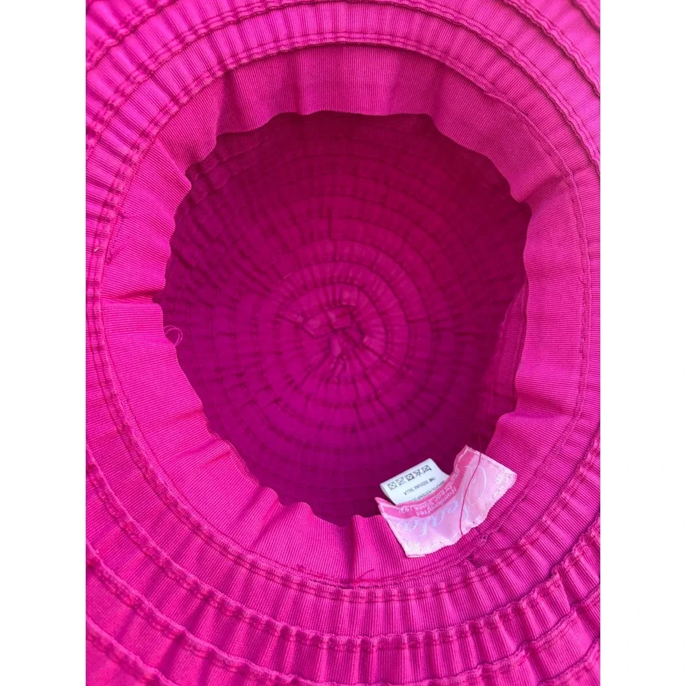 Wide Brim Grosgrain‎ Sun Hat Scala Fuchsia Pink Peacock Scarf